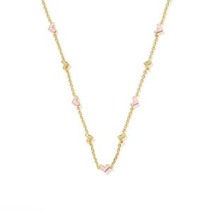 Kendra Scott Haven Heart Strand Necklace in Pink Enamel new